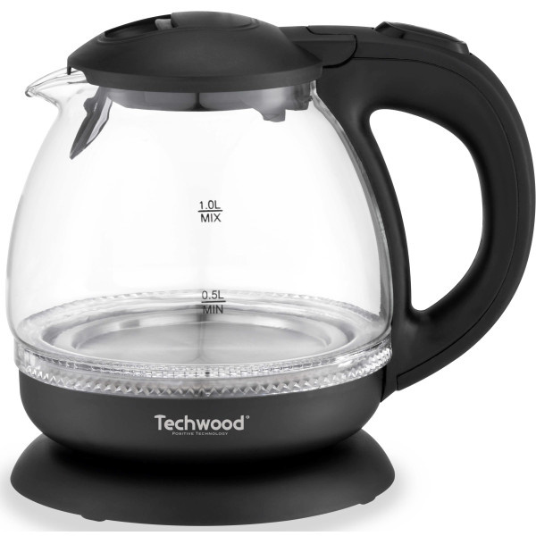 Techwood veekeetja TB-1086V Glass Kettle, 1L, must