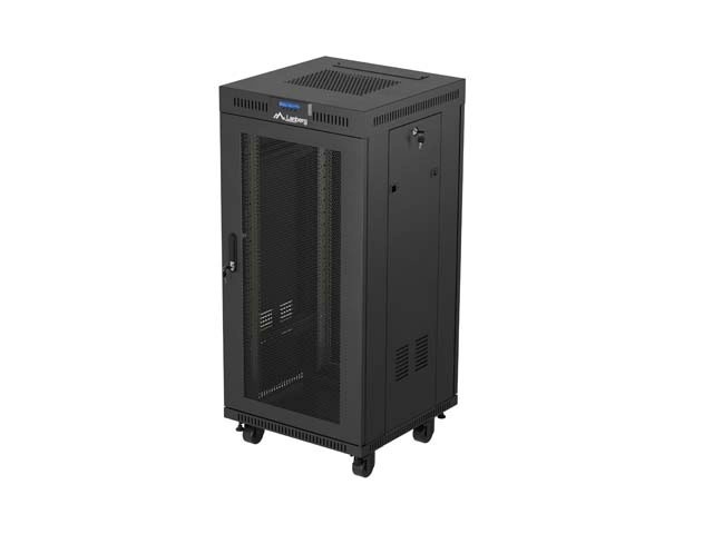 Lanberg serverikapp Standing 19" 24U Rack Installation Cabinet 600×600 FF01-6624-23B Perforated Door with LCD (Flat pack) V2