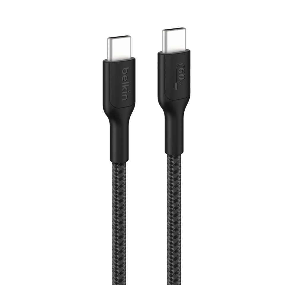 Belkin laadimiskaabel BOOSTCHARGE gefl.Kab. 60W USB-C/USB-C 2m schw.CAB024hq2mBK