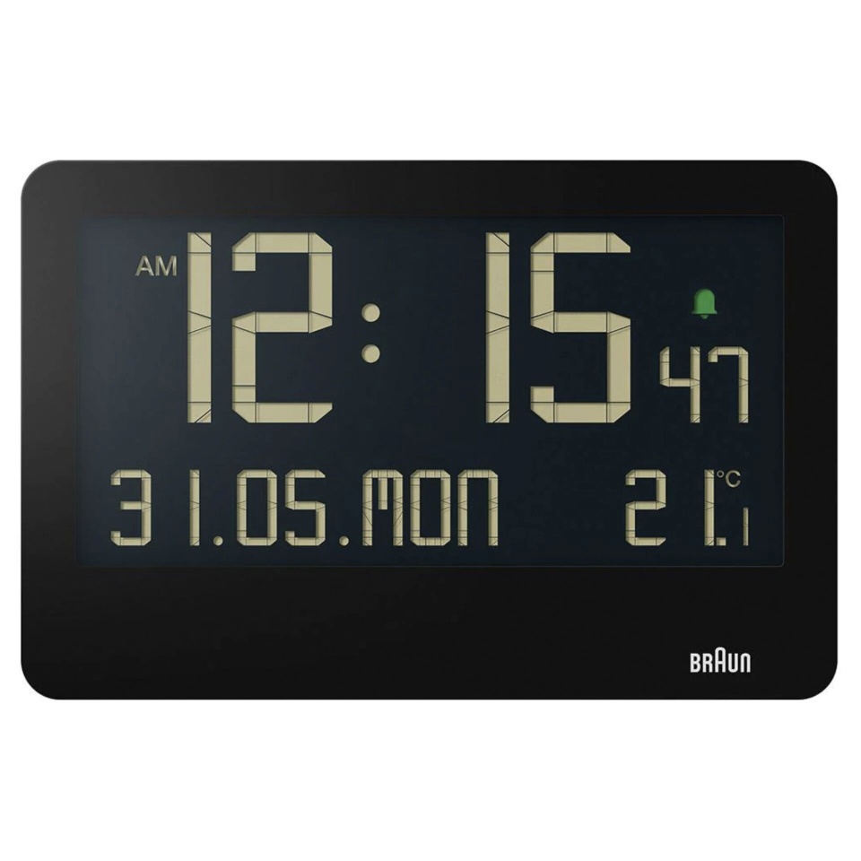 Braun seinakell BC 14 Quartz Digital Wall Clock, must