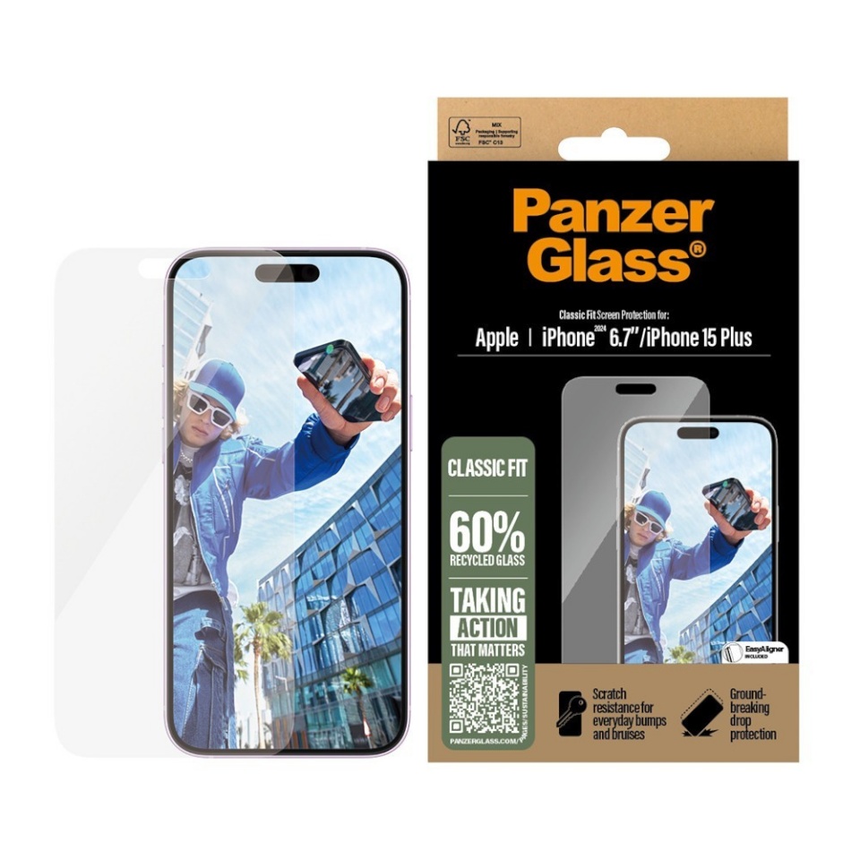 PanzerGlass kaitseklaas Apple iPhone 15 Plus/16 Plus Classic Fit Glass by