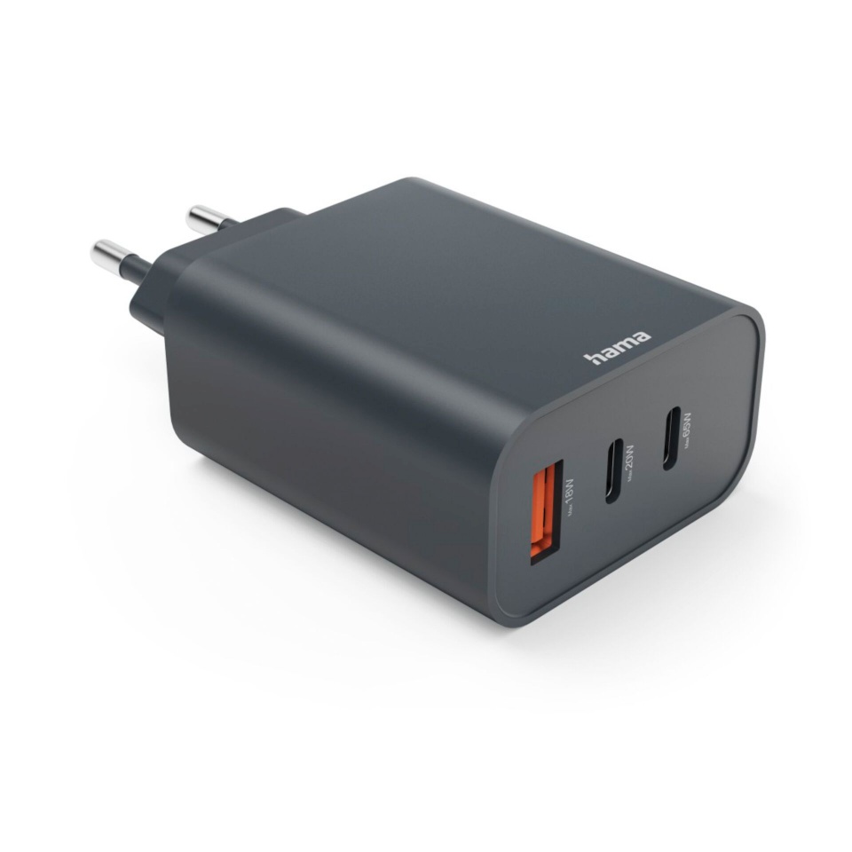 Hama laadija Schnellladegerät PD 65W 2xUSB-C/1xUSB-A, anthrazit 86445