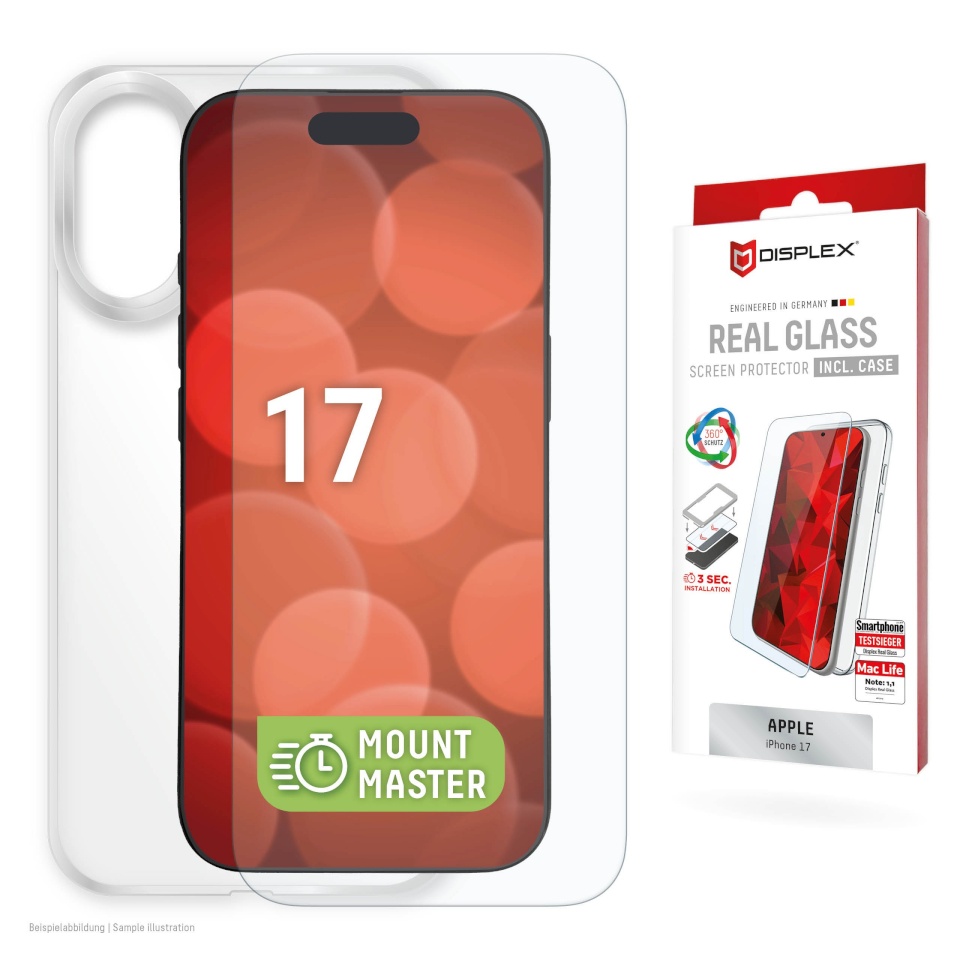 Displex kaitseklaas Apple iPhone 17 Real Screen Glass MM+Case By Transparent