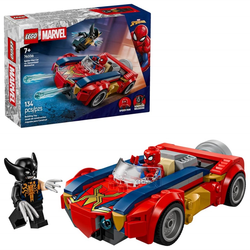 Lego klotsid MARVEL 76336 Spider-Man Car vs. Venomized Wolverine