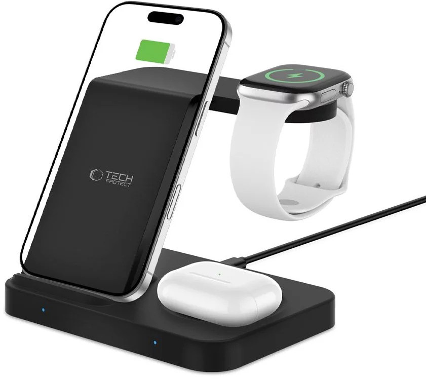 Tech-Protect juhtmevaba laadija A37 3in1 QI15W must