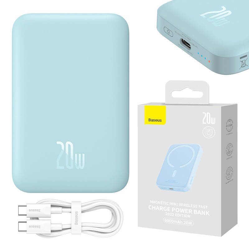 Baseus akupank PowerBank Magnetic Mini 6000mAh 20W (sinine)