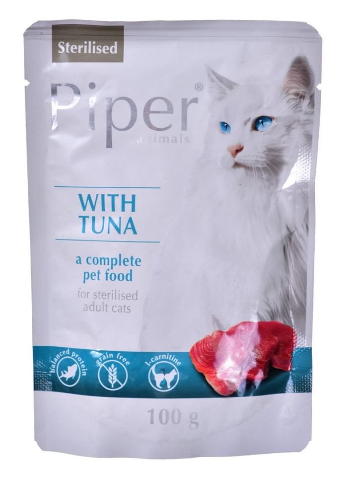 Dolina Noteci kassitoit Piper Animals Sterilised with tuna - Wet Food for sterilised Cats - 100g