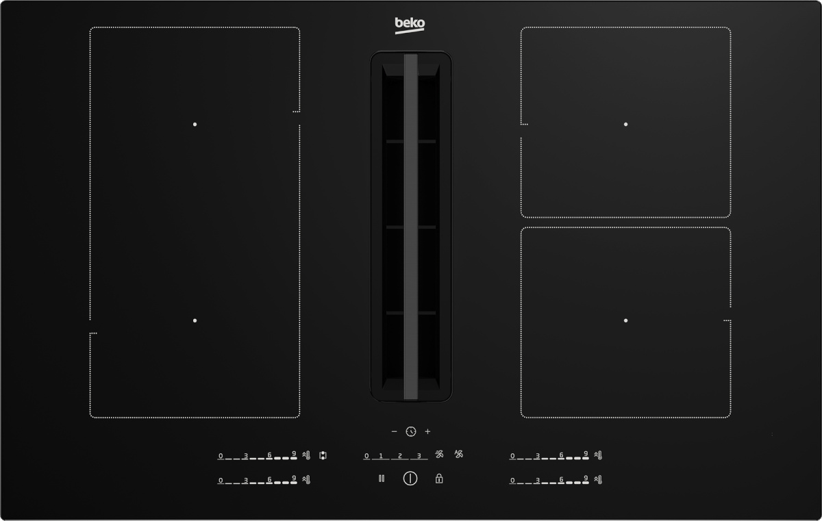 Beko integreeritav induktsioonplaat HIXI84700UFT Built-In Induction Hob with Cooker Hood, 80cm, must