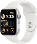 Apple Watch SE (2022) GPS 44mm Silver Aluminium Case with White Sport Band - Regular
