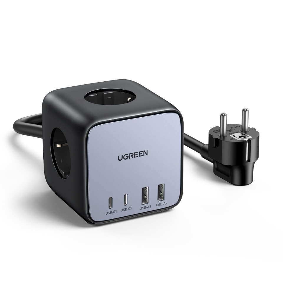 UGREEN pikendusjuhe DigiNest Cube Power Strip (3 AC outlets + 65W 2A2C), must