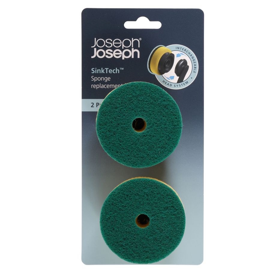 Joseph Joseph nõudepesuharja käsnade komplekt 6500020 SinkTech Set of 2 Dish Brush Sponge Heads, roheline/kollane