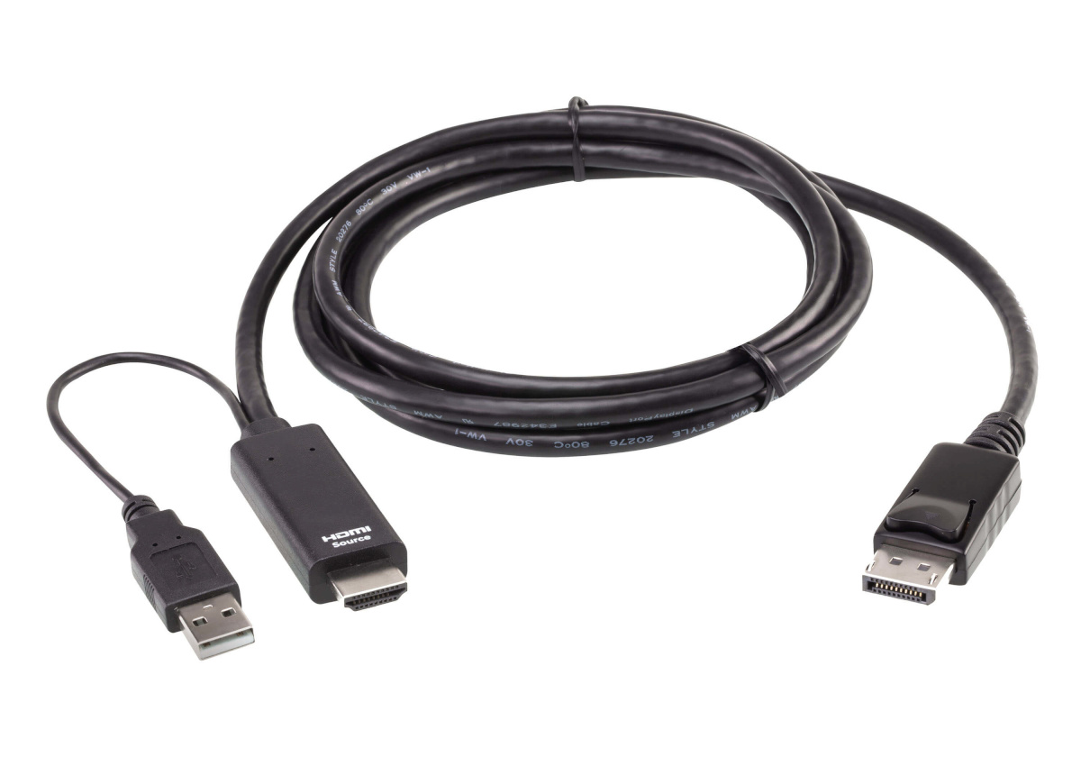Aten switch 2L-7D02HDP True 4K 1.8M HDMI to DisplayPort Cable