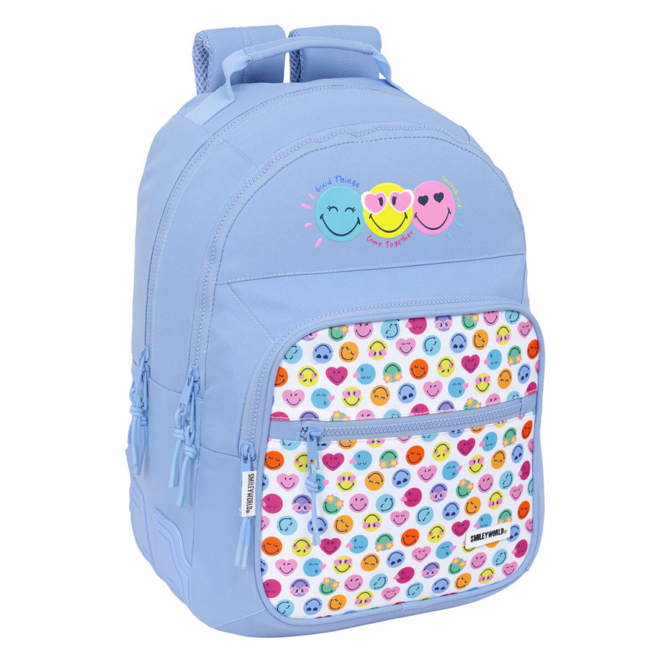 Smiley seljakott Joyful sinine mitmevärviline 32x42x15cm