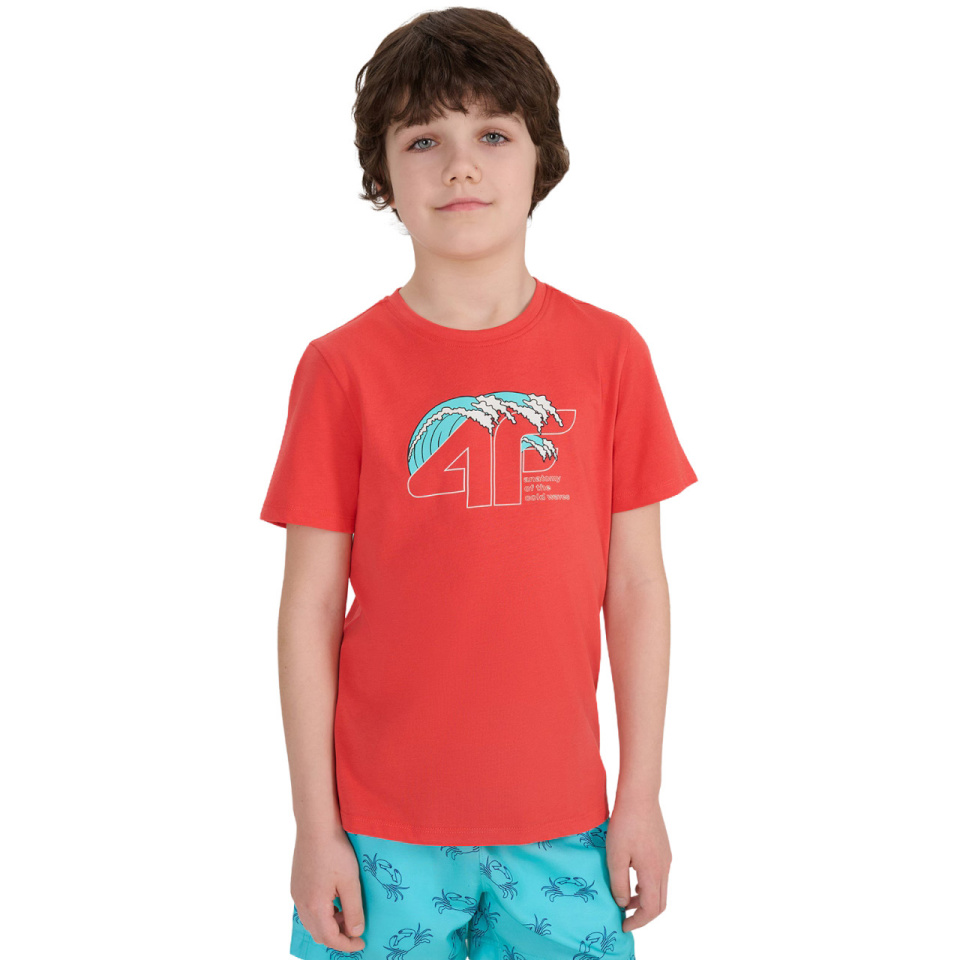 4F T-särk poistele M1917 korall 4FJWSS25TTSHM1917 63S suurus 158cm