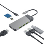 Green Cell USB jagaja Adapter HUB GC Connect 7w1 (3xUSB-A 3.1 HDMI 4K 60Hz USB-C PD 85W)