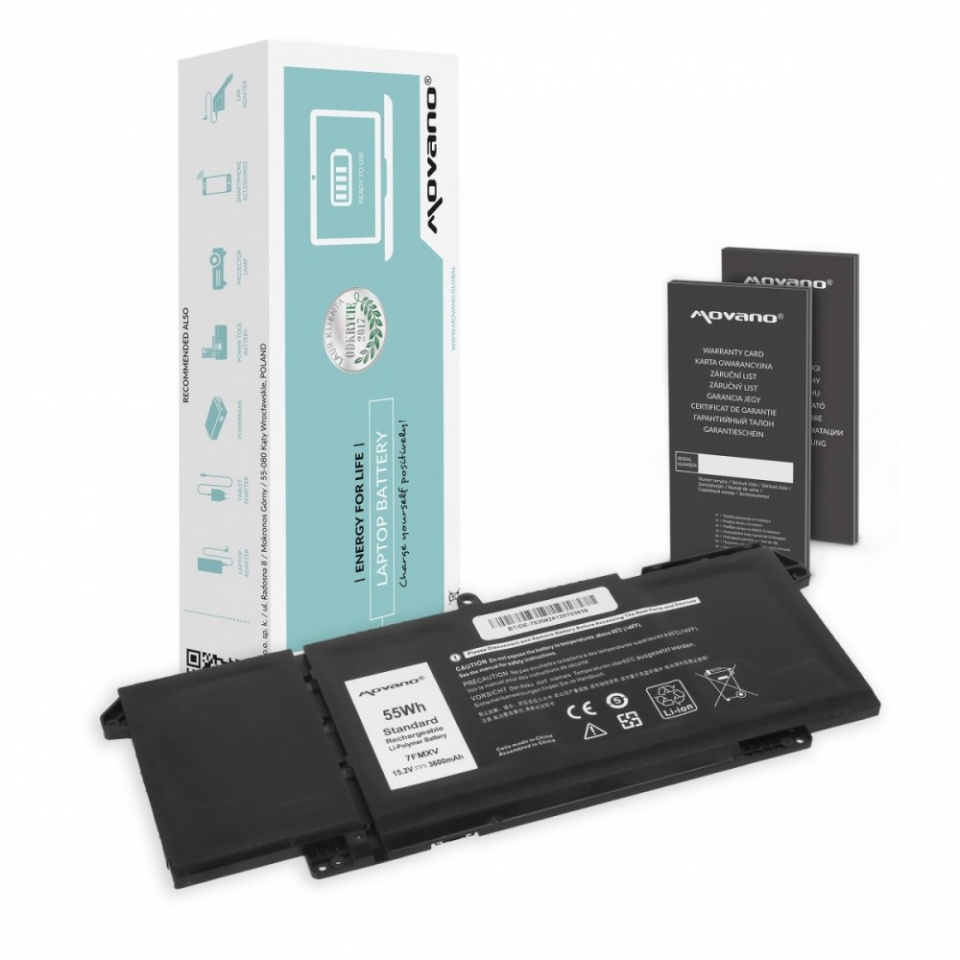 Movano sülearvuti aku 7FMXV for Dell Latitude 5320 7320 7420 7520 - 3600 mAh (55 Wh)
