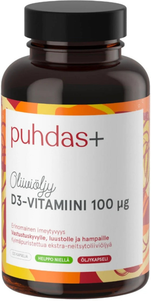 Puhdas+ D3-vitamiin, 100 µg, 120tk
