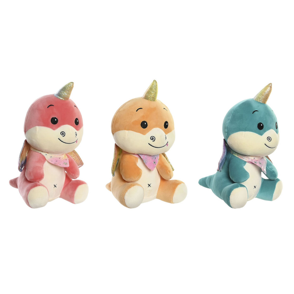 DKD Home Decor pehme mänguasi kollane oranž Mündiroheline laste 19x20x28cm 3 Ühikut