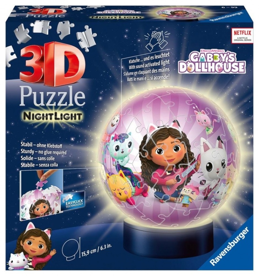 Ravensburger pusle 3D Puzzle-Ball Nachtlicht Gabby's Dollhouse