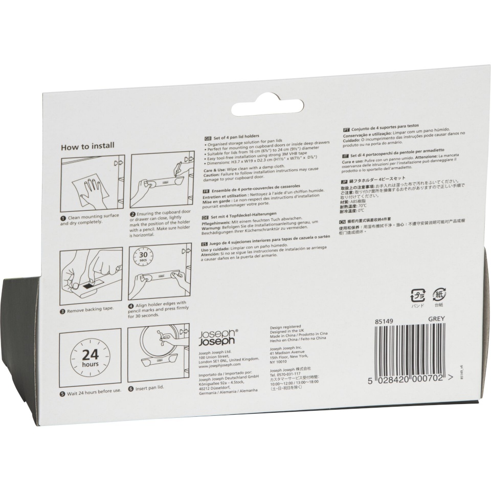 Joseph Joseph CupboardStore Set of 4 hall Pan Lid Holders