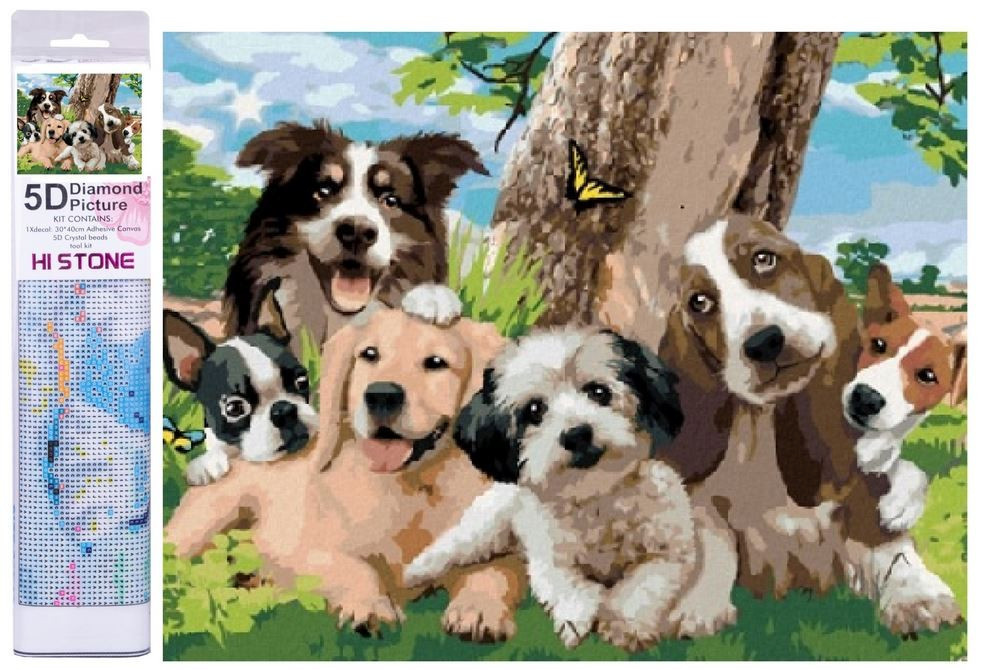 Norimpex teemantmaal Diamond Mosaic - A family of dogs