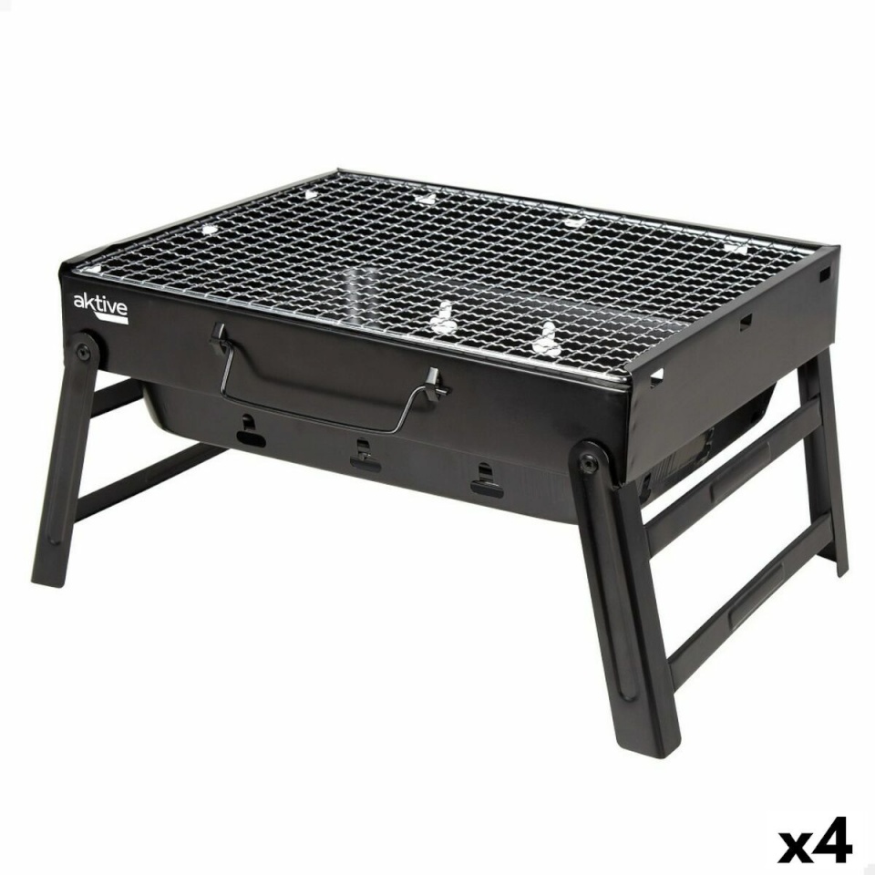 Aktive Kaasaskantav Barbeque-grill Ristkülikukujuline must teras 40x20x28cm