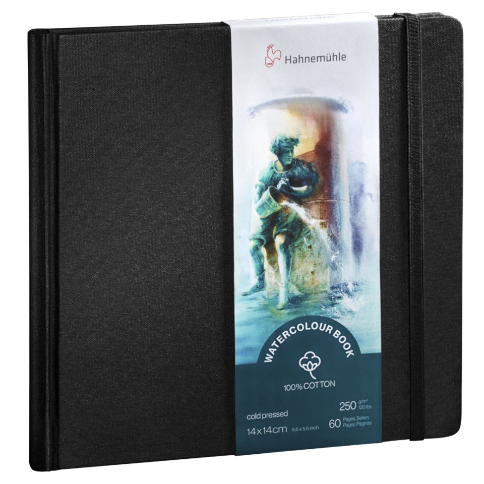 Hahnemühle akvarelliplokk Watercolour Book 250g 100% Cotton 14x14cm 60 Pages