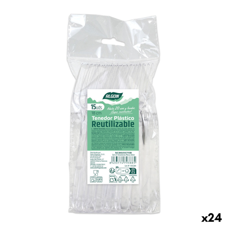 Algon Korduvkasutatavate kahvlite komplekt läbipaistev 18cm 15tk (24tk)