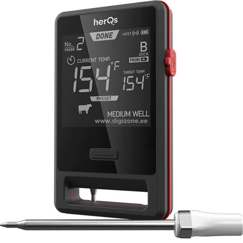 Herqs nutikas küpsetustermomeeter Pin PRO Smart Cooking Thermometer, must