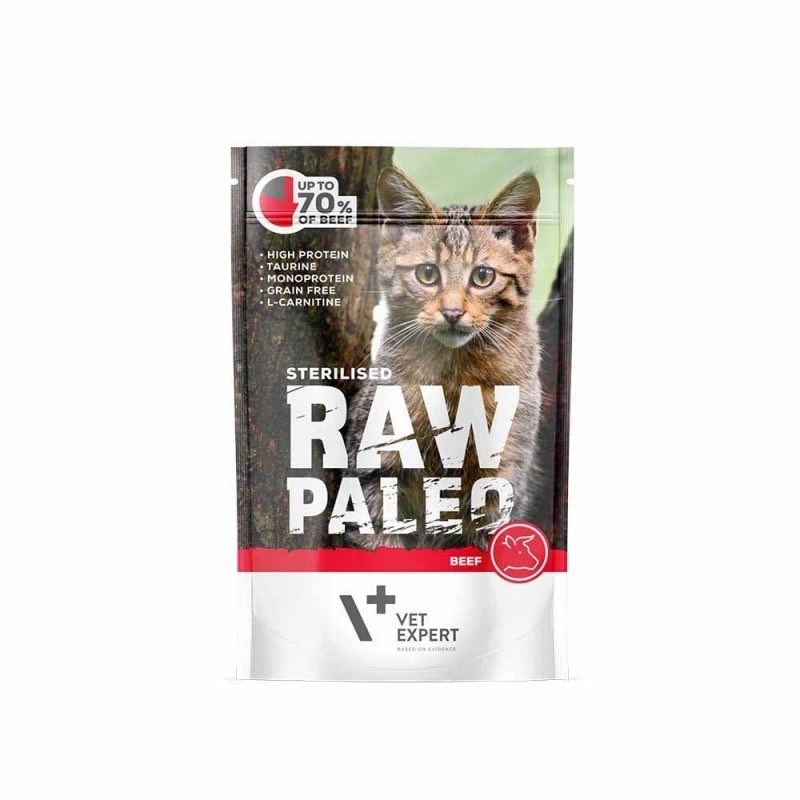 Vetexpert kassitoit Raw paleo Adult Cat Sterilised Beef, 100g