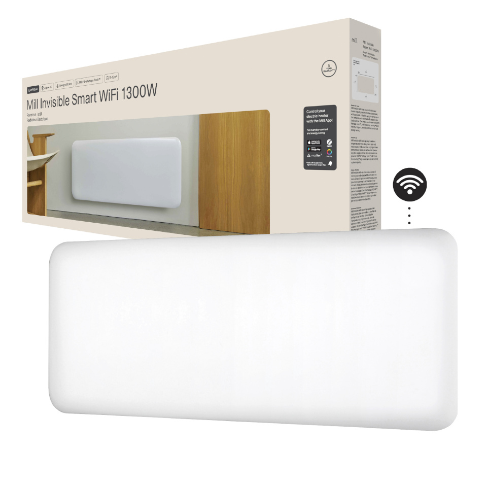 Mill soojapuhur Invisible Smart WiFi Heater | PA1300WIFI4 | Panel Heater | 1300W | Suitable for rooms up to 15-19 m² | valge | IPX4