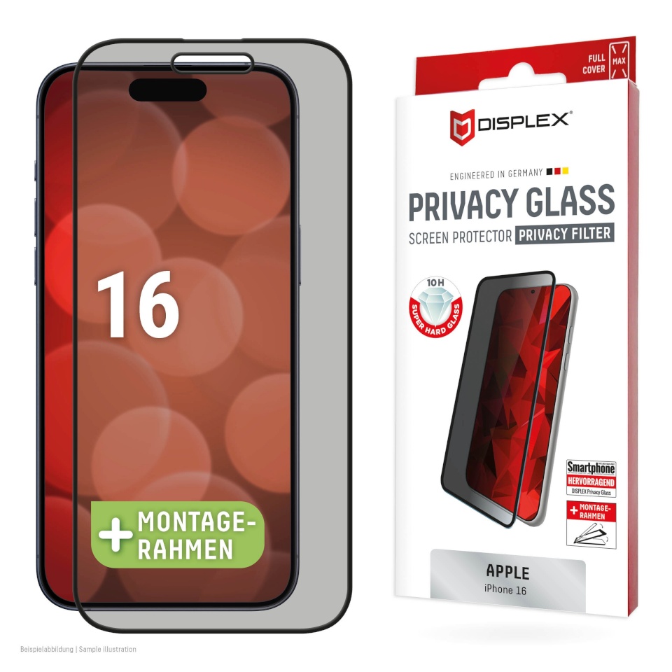 Displex kaitseklaas Apple iPhone 16 Privacy Screen Glass Full Cover By Transparent