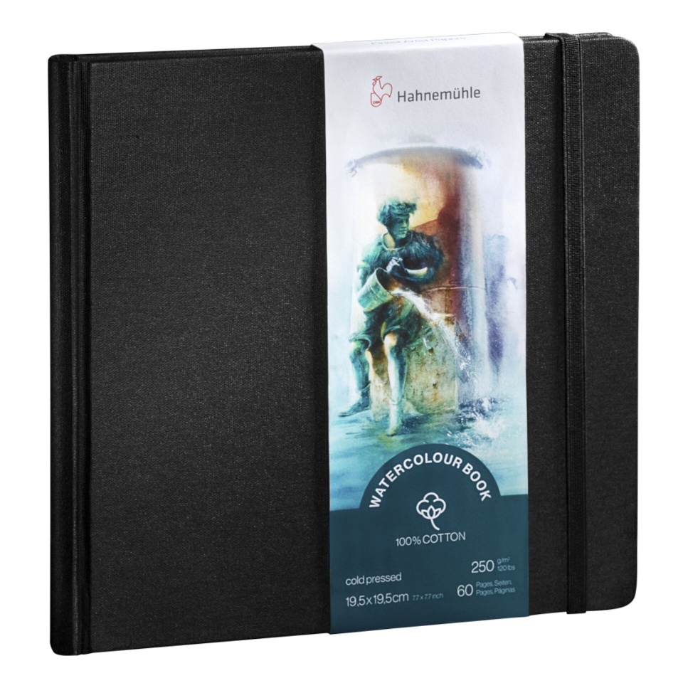 Hahnemühle akvarelliplokk Watercolour Book 250g 100% Cotton 19,5x19,5cm 60 Pages