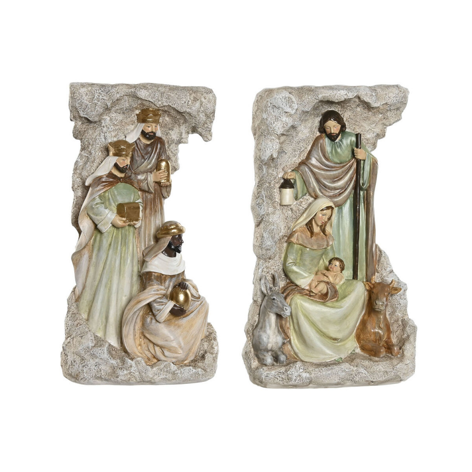 Home Esprit Kristuse sünni komplekt Home ESPRIT Mitmevärviline Vaik 19,5 x 11 x 31,5 cm (2 Ühikut)