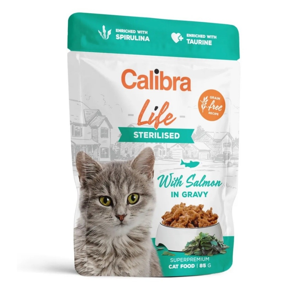 Calibra kassitoit Cat Life Pouch Sterilised Salmon in Gravy, 85g