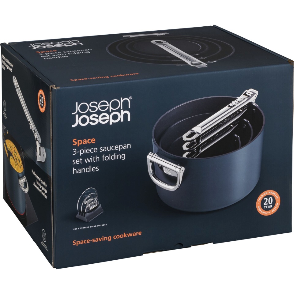 Joseph Joseph Space Fold. Handle Cera.N/S 3pc sinine Saucepan Set