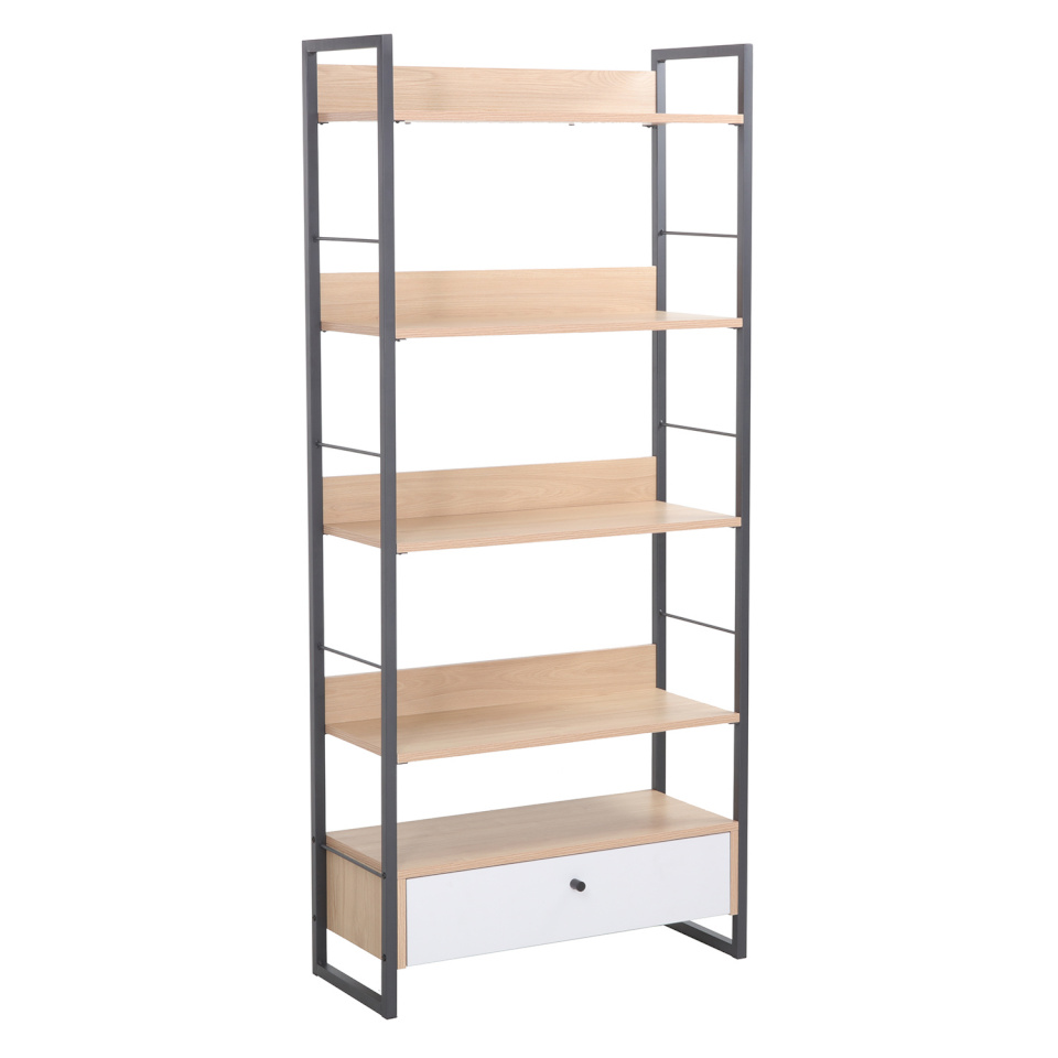 H4Y Riiul STUDY 70x30xH159cm, tamm/valge