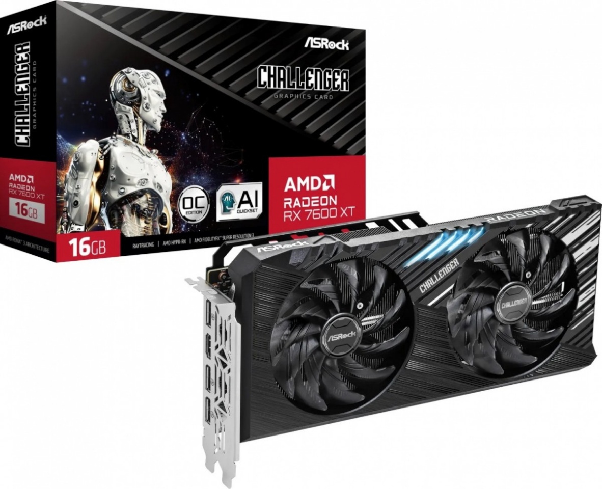 Asrock videokaart Karta graficzna AMD Radeon RX 7600 XT Challenger 16GB OC