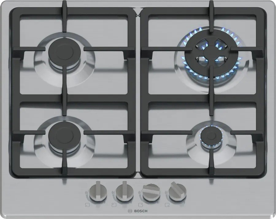 Bosch integreeritav gaasi-pliidiplaat PGH6B5K90 Gas Hob, 58cm, hõbedane