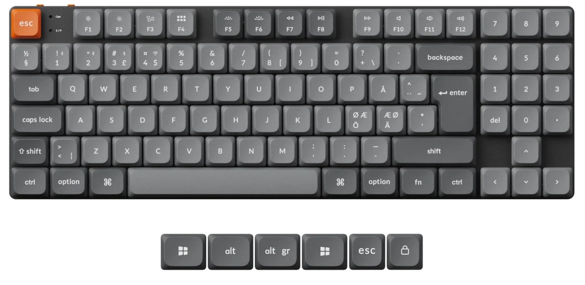 Keychron juhtmevaba klaviatuur K13 MAX juhtmevaba kolmerežiimiline, punaste lülititega