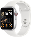 Apple Watch SE (2022) GPS + Cellular 44mm Silver Aluminium Case with White Sport Band - Regular