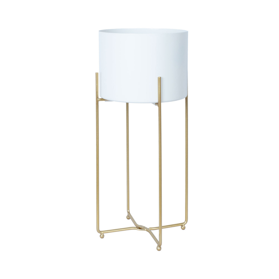 H4Y lillepostament Deia White L, 24,5x23,5x57cm, valge/kuldne