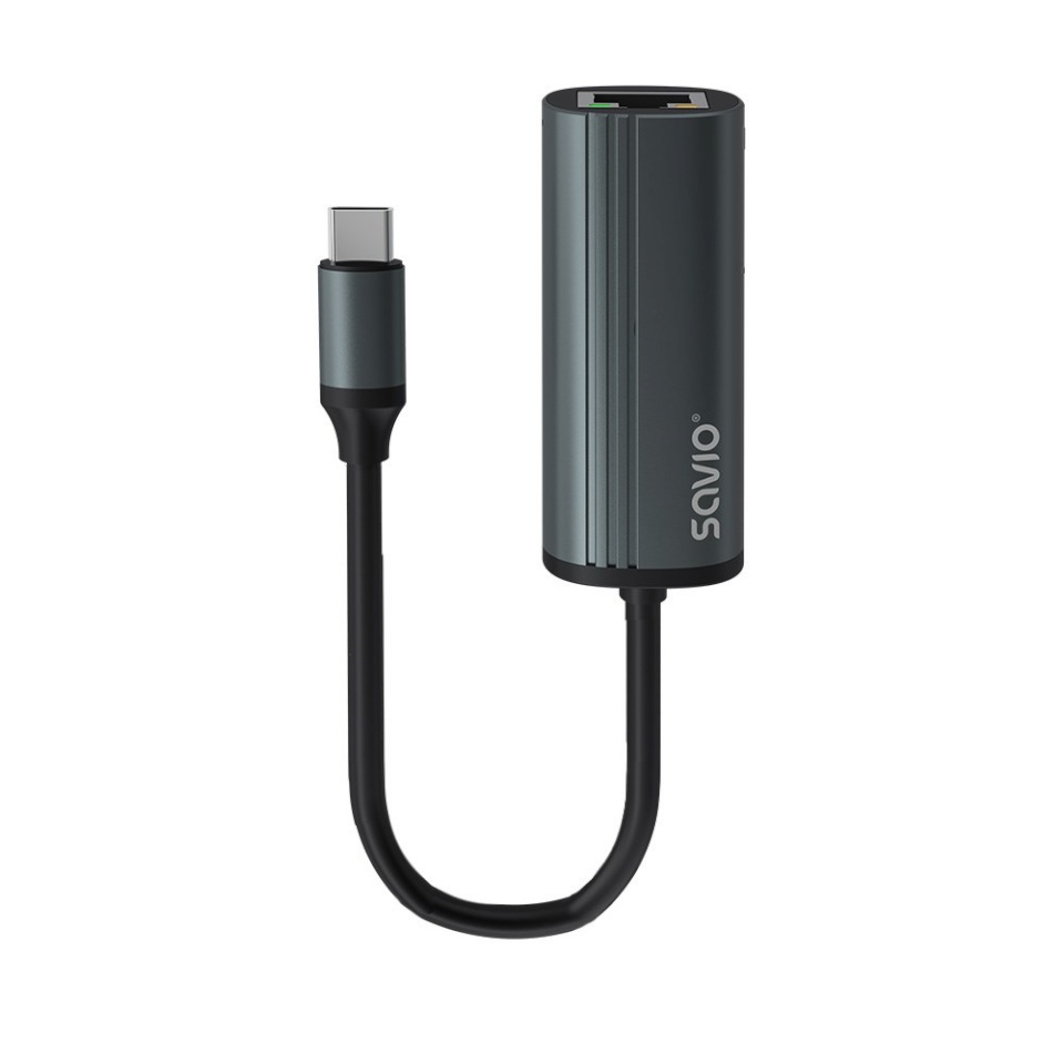 SAVIO adapter USB-C 3.1 Gen.1 (M) to RJ-45 Gigabit Ethernet (F), 1000 Mbps, AK-56, hall