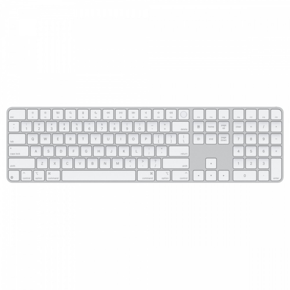 Apple klaviatuur Magic Keyboard with Touch ID and Numeric Keypad for Mac models with Apple silicon - US English - valge Keys