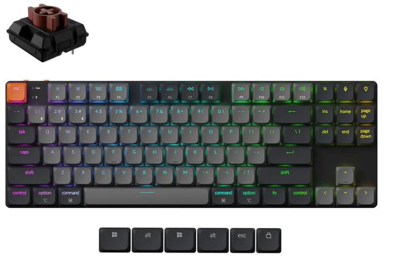 Keychron klaviatuur Wireless K1 Rgb must K1x-h3
