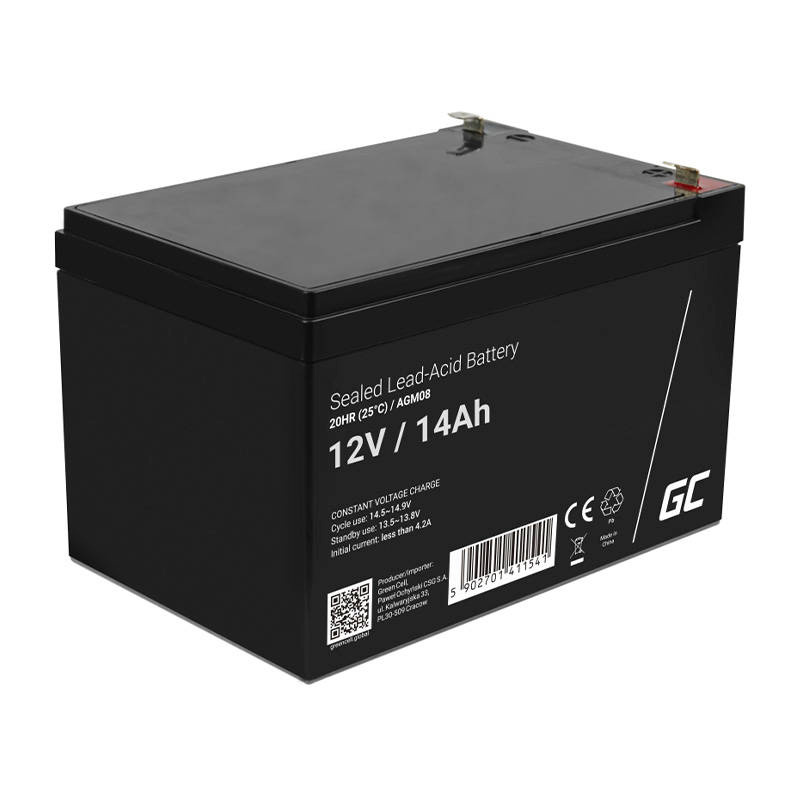 Green Cell aku Rechargeable Battery AGM 12V 14Ah Maintenancefree for UPS ALARM