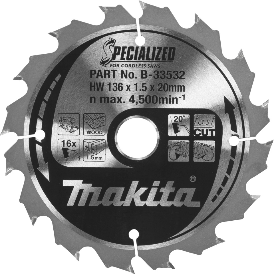 Makita saeketas B-33532 SPECIALIZED Saw Blade 136x20x16Z
