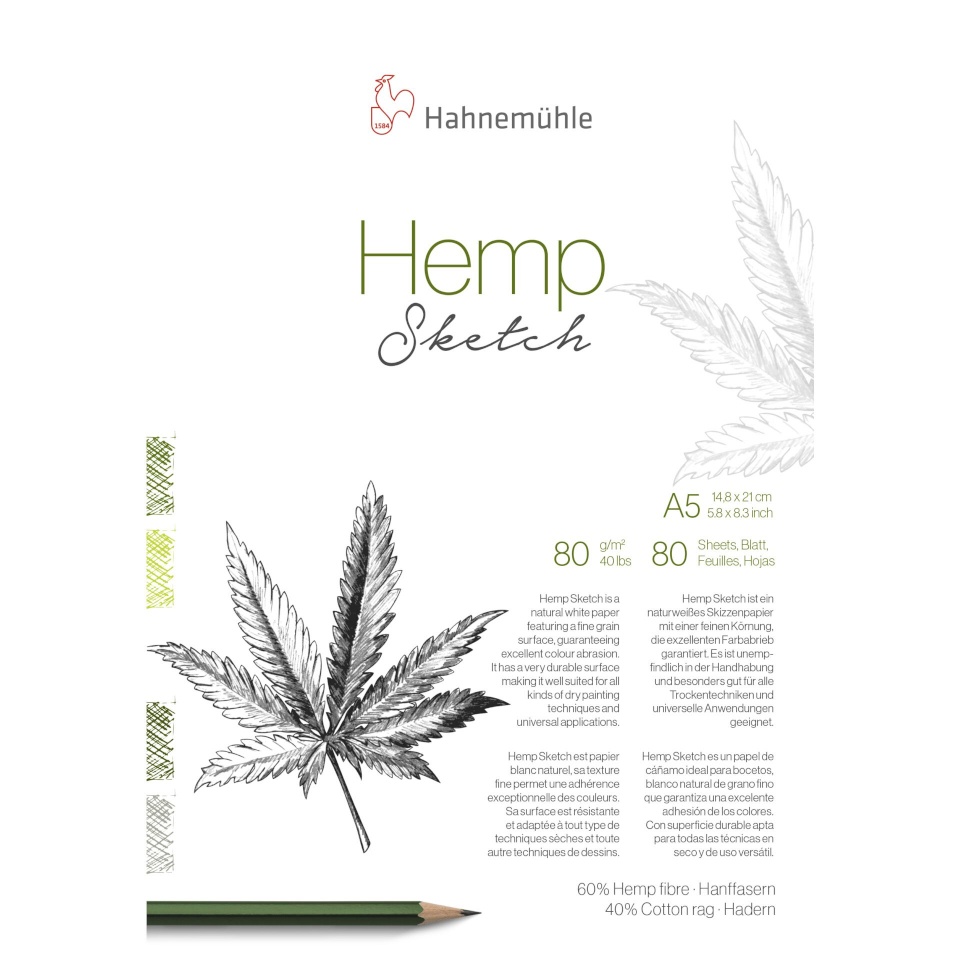 Hahnemühle joonistusplokk Hemp Sketch A 5 80 Sheets 80 g
