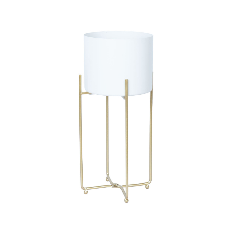 H4Y lillepostament Deia White M, 21,5x20,5x47cm, valge/kuldne