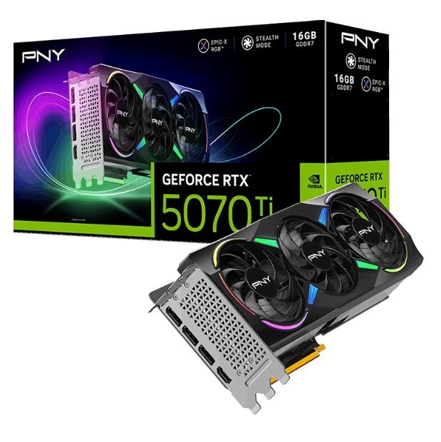 PNY videokaart PNY RTX5070 TI VERTO ARGB OC Triple Fan 16GB GDDR7 HDMI 3x DP